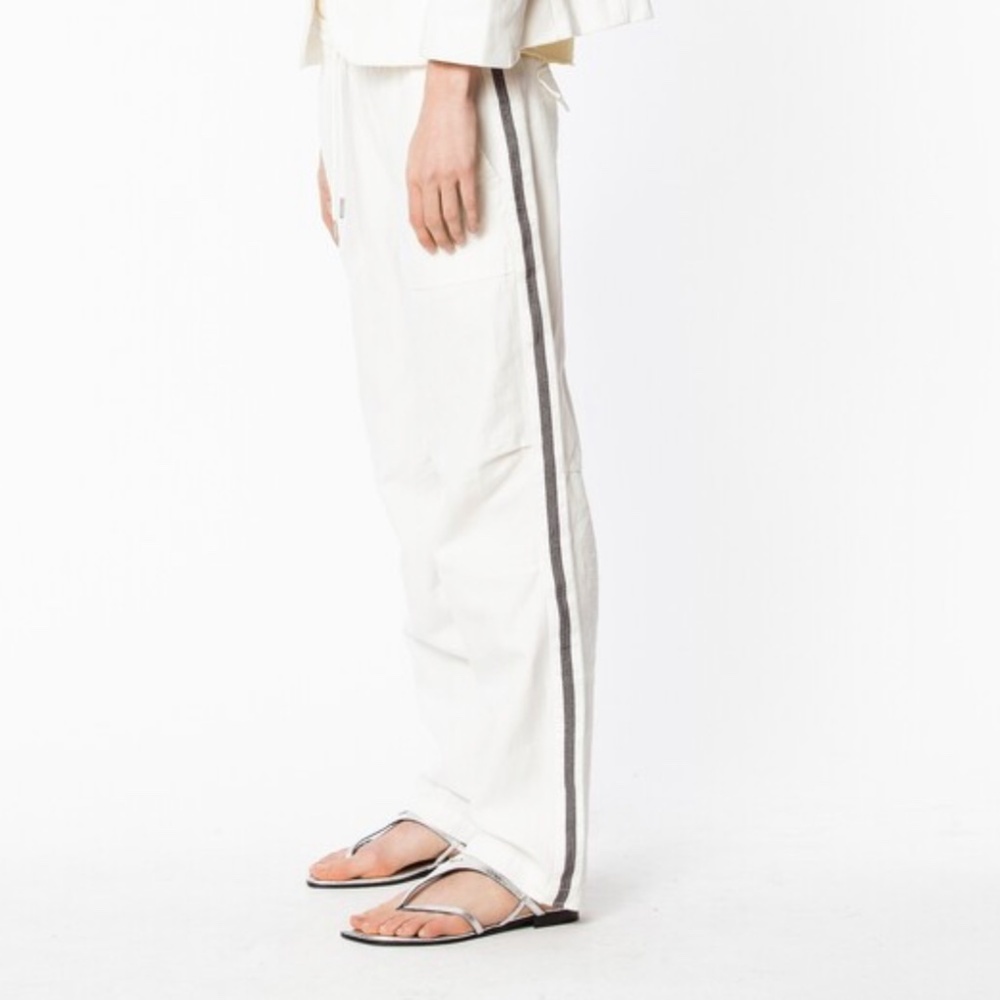 Zadig & Voltaire Parco Linen Tuxedo Stripe Track Pants Sz M